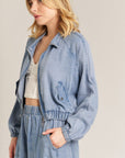 DOLMAN SLEEVE CROPPED DENIM JACKET