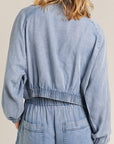 DOLMAN SLEEVE CROPPED DENIM JACKET