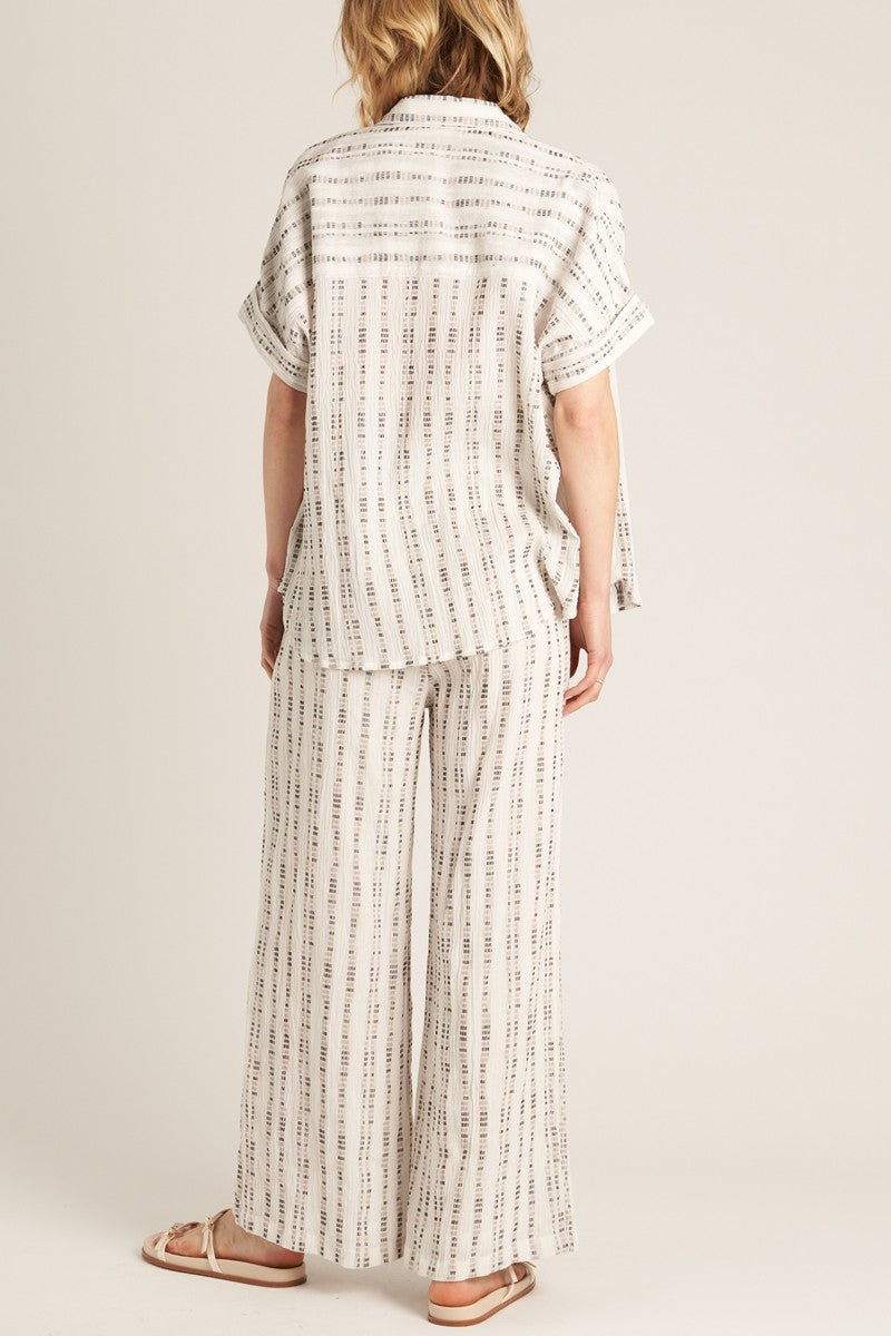 DASHED VERTICAL STRIP WIDE LEG PANT