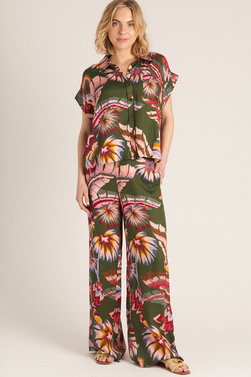 TROPICAL FLORA WIDE LEG PANT