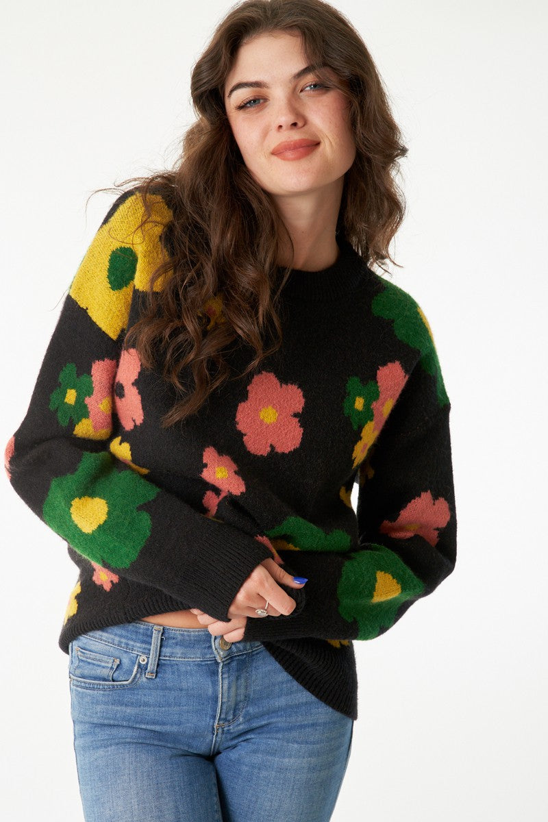 SCATTERED FLOWER PRINT SWEATER