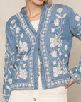 FLORAL EMBROIDERED DENIM SHIRT