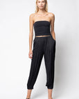PLEATED SATIN JOGGER