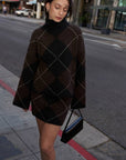 ARGYLE TURTLENECK SWEATER