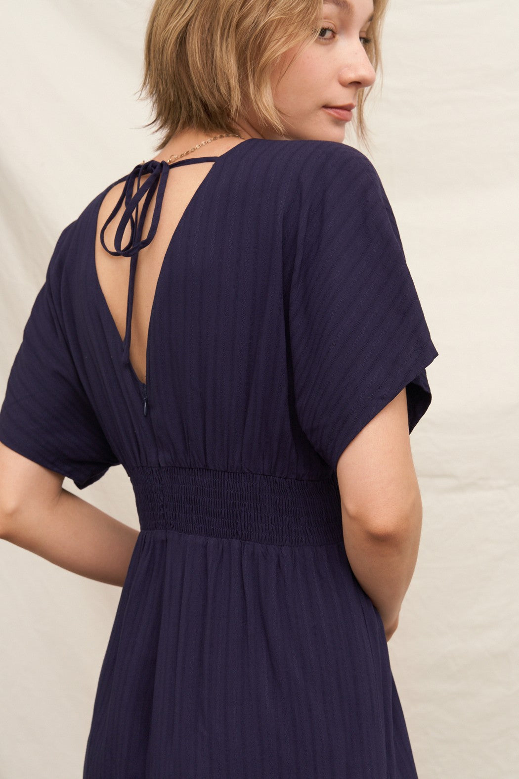 SHORT SLEEVE V-NECK JUMPSUIT