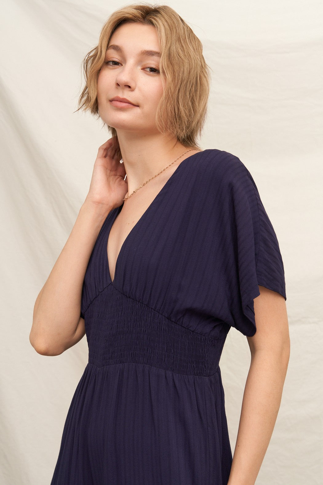 SHORT SLEEVE V-NECK JUMPSUIT