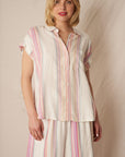 LUREX STRIPED SHORT SLEEVE SHIRT