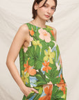 TROPICAL FLORAL SPLIT BACK TANK