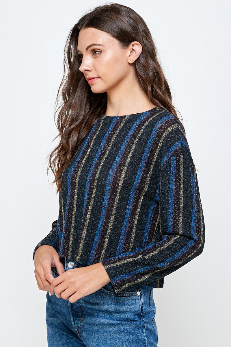 VERTICAL STRIPE LONG SLEEVE TOP