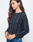 VERTICAL STRIPE LONG SLEEVE TOP