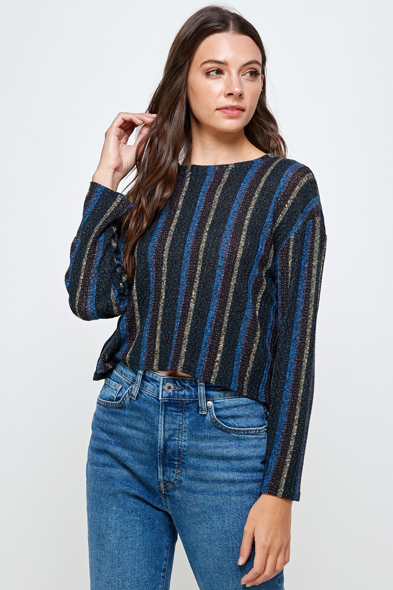VERTICAL STRIPE LONG SLEEVE TOP