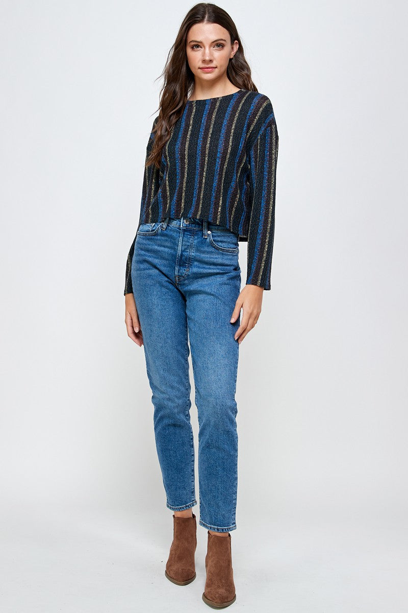 VERTICAL STRIPE LONG SLEEVE TOP