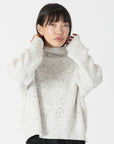 EVOLET FLECKED RIBBED MOCK NECK SWEATER