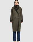 ELLE NOTCH COLLAR IRONED WOOL LONG SHEARLING