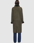 ELLE NOTCH COLLAR IRONED WOOL LONG SHEARLING