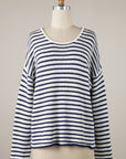STRIPED DROP SHOULDER SWEATER