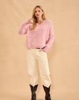 HARLAN FUZZY V-NECK SWEATER