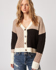 KENNETH MIXED KNIT COLOUR BLOCK CARDI