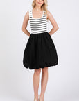 STRIPED BODICE BUBBLE HEM DRESS