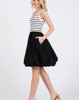 STRIPED BODICE BUBBLE HEM DRESS