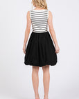 STRIPED BODICE BUBBLE HEM DRESS