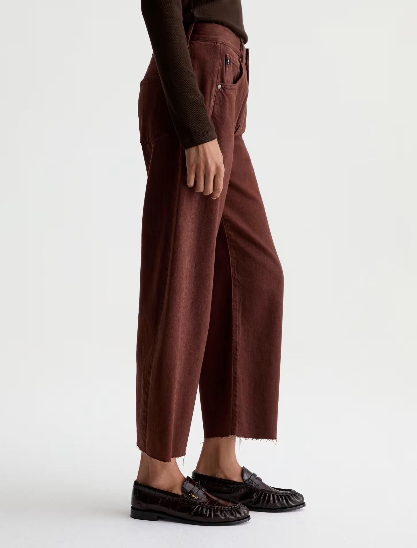 HATTIE CROP HIGH-RISE BARREL IN CHESTNUT