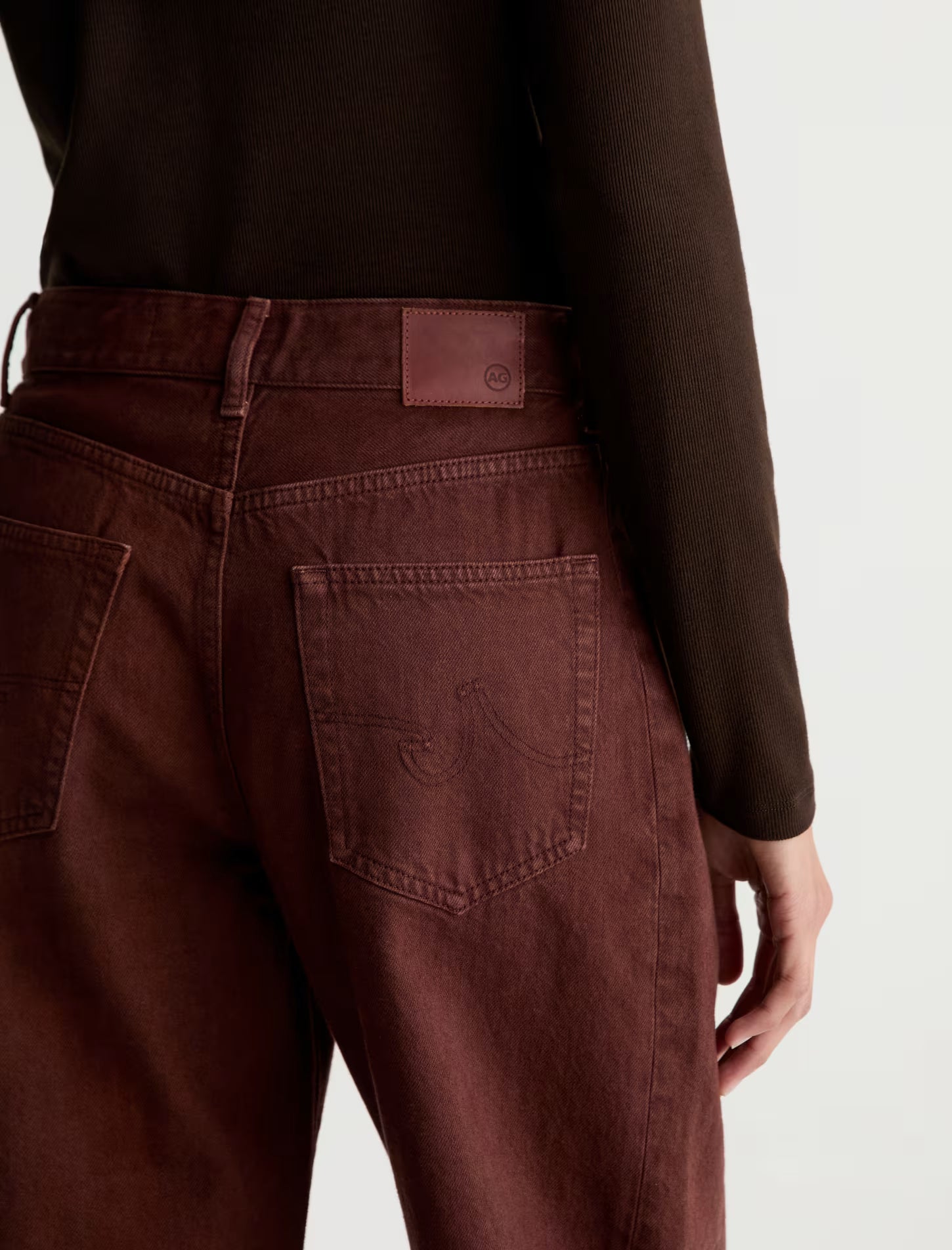 HATTIE CROP HIGH-RISE BARREL IN CHESTNUT