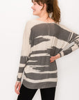 STREAKED DOLMAN V-NECK TOP