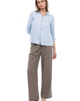 RUCHED SLEEVE TENCEL SHIRT