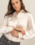 COVERED PLACKET SATIN BLOUSE