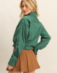 CROPPED COTTON POPLIN SHIRT