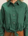 CROPPED COTTON POPLIN SHIRT