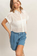 CROPPED EYELET SHORT SLEEVE SHIRT