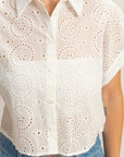 CROPPED EYELET SHORT SLEEVE SHIRT