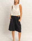 DRAWSTRING KNEE LENGTH SHORTS