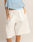DRAWSTRING KNEE LENGTH SHORTS