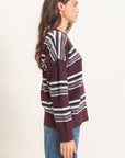 STRIPED OVERSIZE V-NECK SWEATER