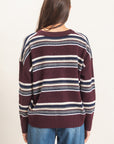 STRIPED OVERSIZE V-NECK SWEATER