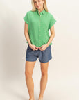 COTTON GAUZE ROLL SLEEVE SHIRT