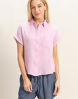 COTTON GAUZE ROLL SLEEVE SHIRT