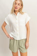 COTTON GAUZE ROLL SLEEVE SHIRT