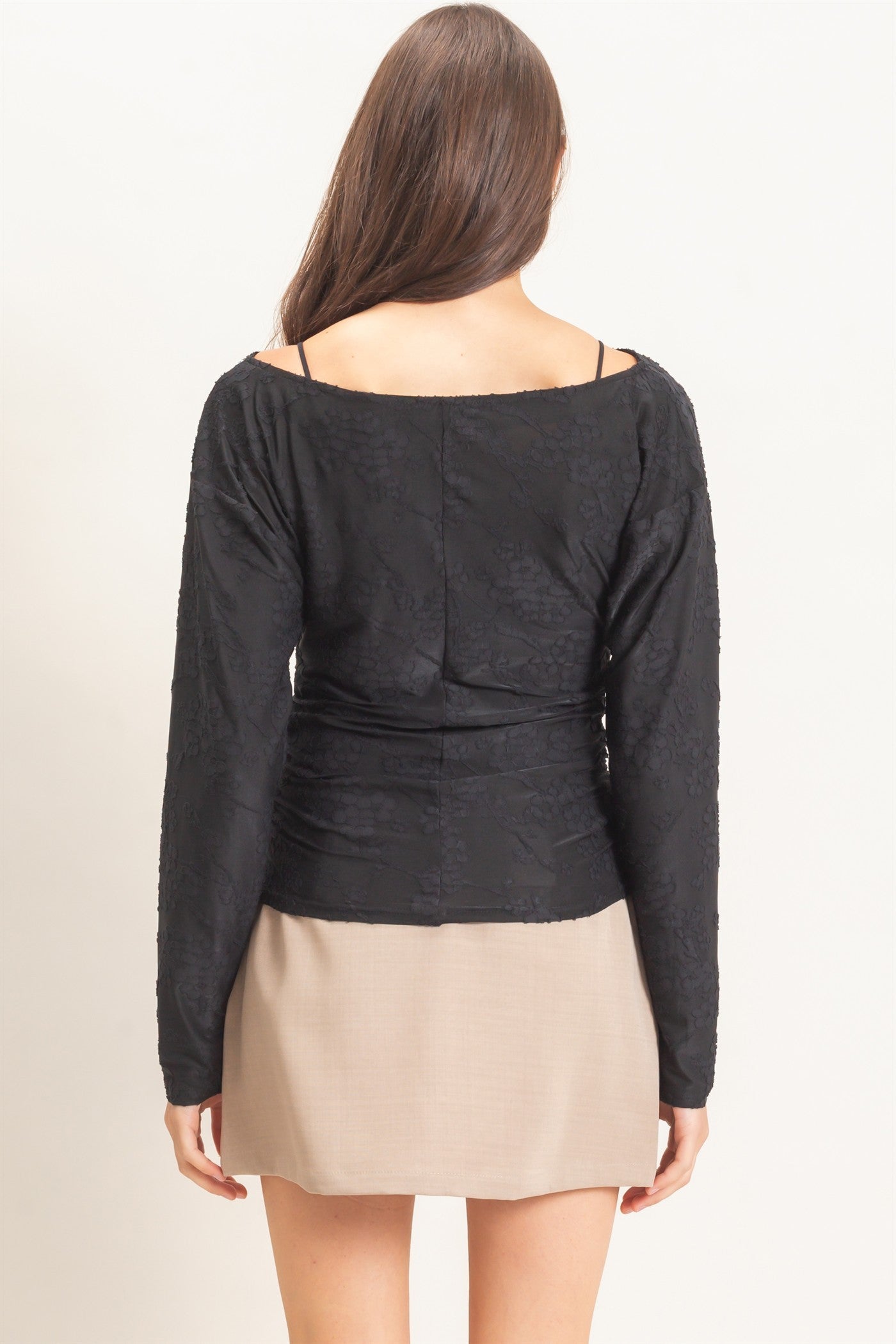 SHEER LACE BOATNECK TOP