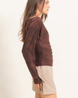 SHEER LACE BOATNECK TOP