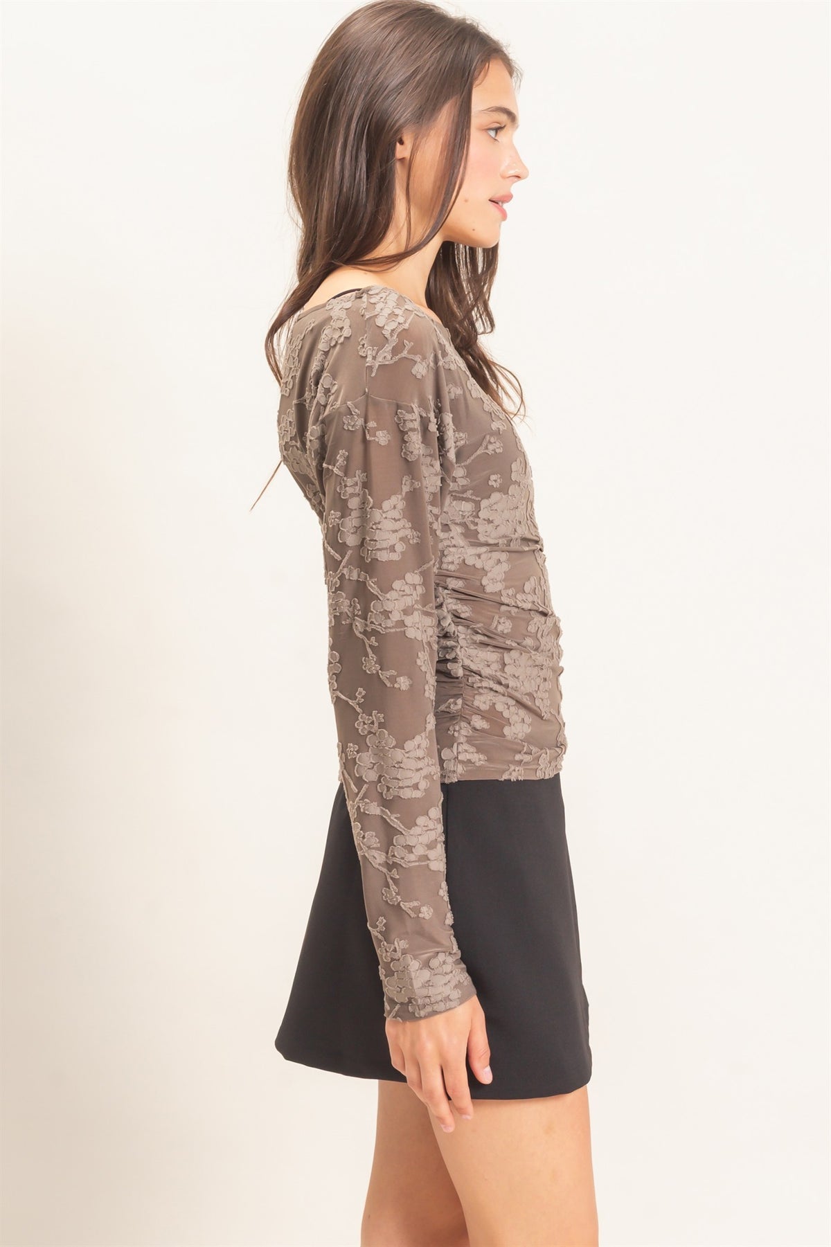 SHEER LACE BOATNECK TOP
