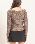 SHEER LACE BOATNECK TOP