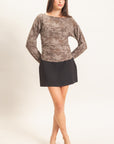 SHEER LACE BOATNECK TOP