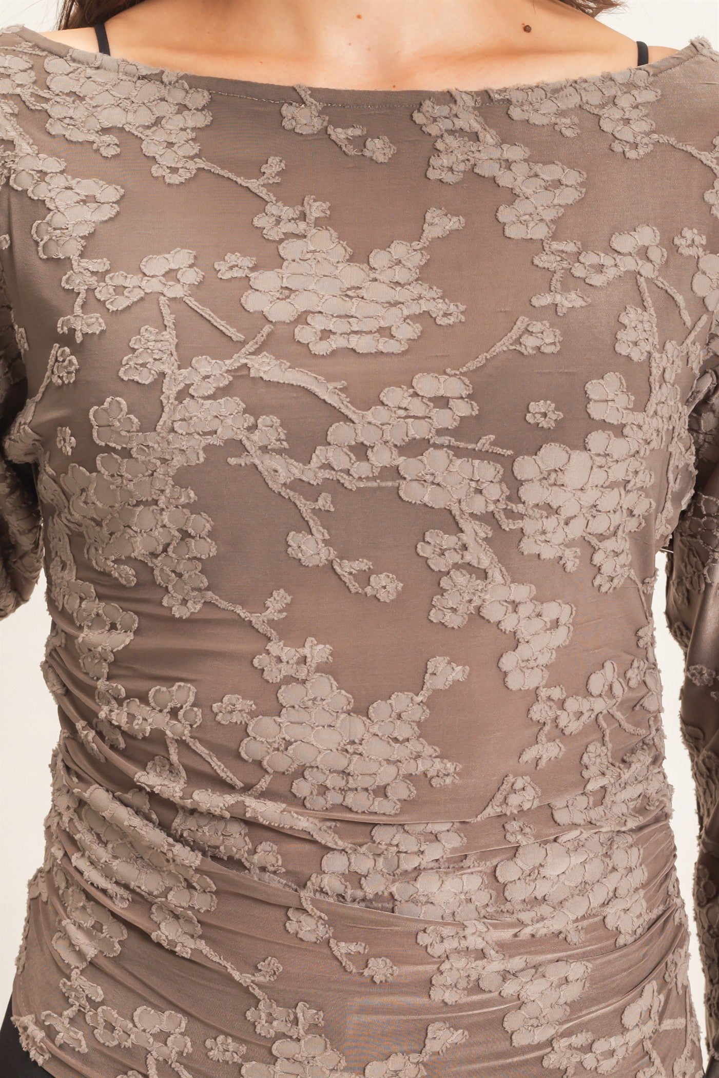 SHEER LACE BOATNECK TOP