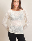 SHEER LACE BOATNECK TOP