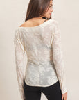 SHEER LACE BOATNECK TOP