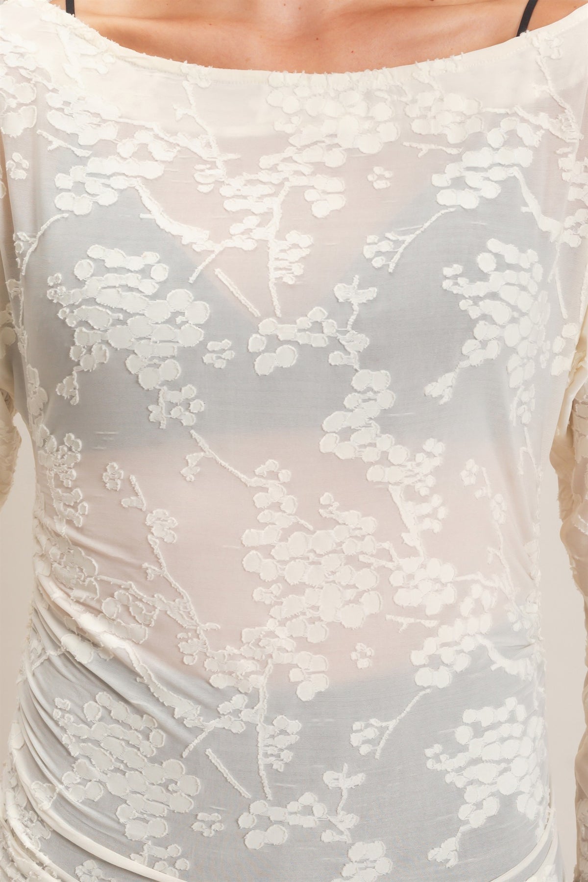 SHEER LACE BOATNECK TOP